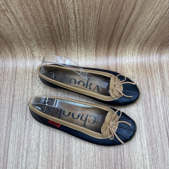 CHOOKA Women's size 7 Black Duck Skimmer Rubber Boat Rain Slip on Shoes - Picture 2 of 8